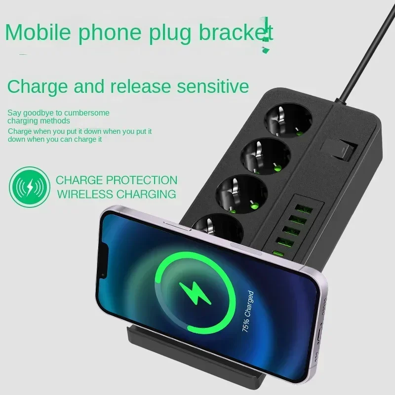 

3000W high power with USB power strip German standard wireless charging socket Russian European socket with switch plug-in board