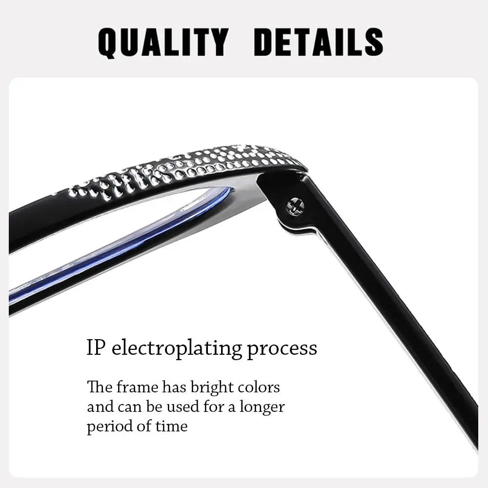 

Blue Ray Blocking Anti-Blue Light Reading Glasses Glitter Frame Eye Protection Presbyopia Eyeglasses Vintage Ultralight