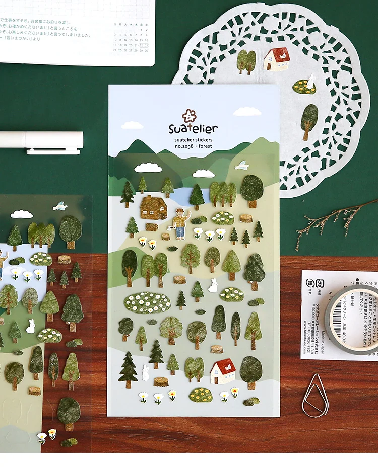 Green Forest Decorative Sticker Diary Album Label Sticker DIY Scrapbooking Stationery Stickers Escolar