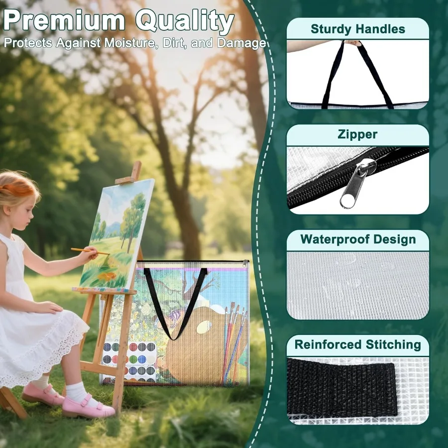 Borse per portafogli artistici da 20x26 pollici Custodia per opere d'arte con manico e cerniera Organizzatore di cartelle impermeabili in rete per bacheca