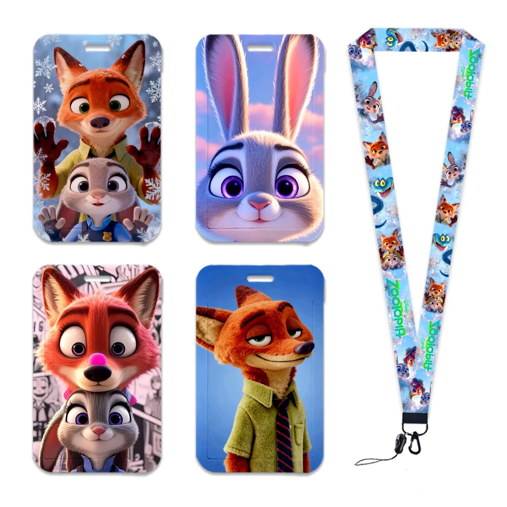 

Держатель для карт Disney Movie Zootopia, студенческие шнурки-держатели для карт, брелок для ключей для девочек и детей, ремешок-держатель для карт, подвеска-шнурок, обложка для паспорта