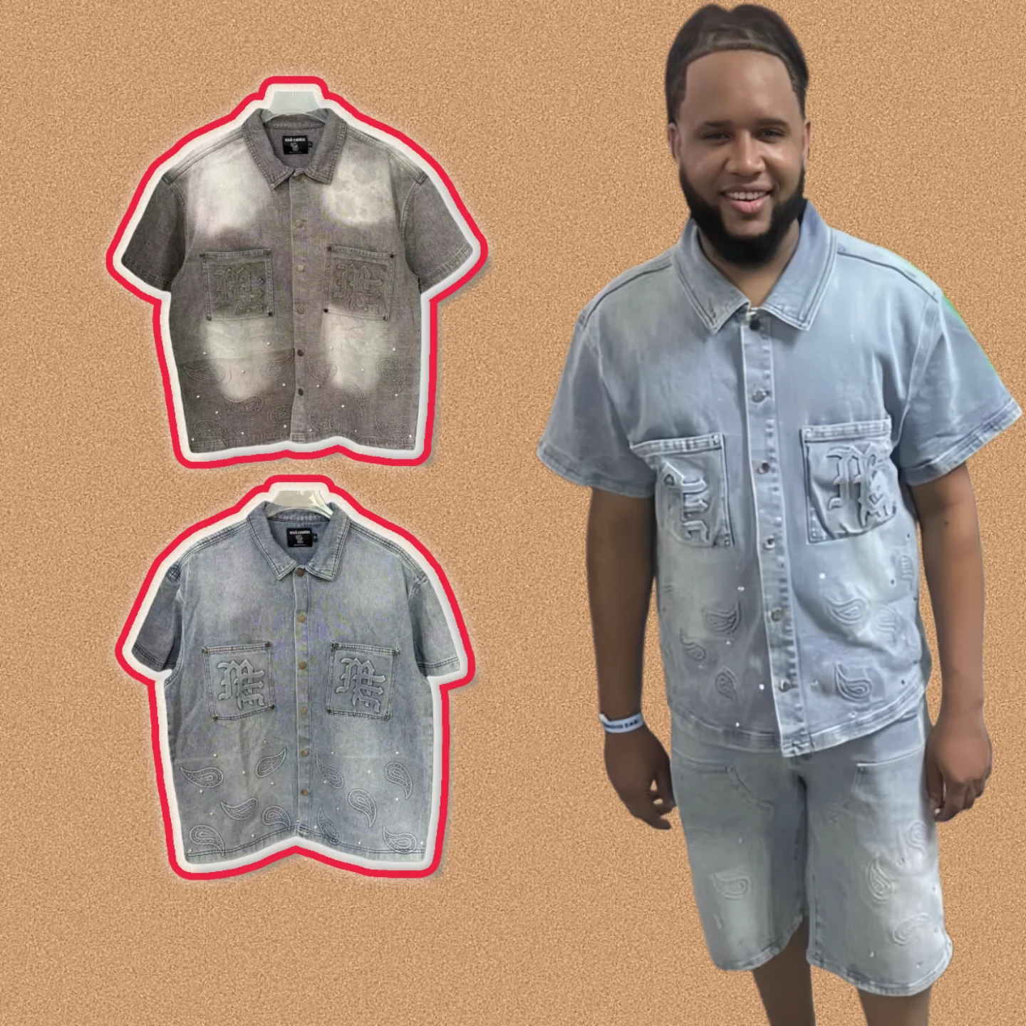 

Смешанная эмоция, американская уличная одежда, винтажный комплект с рельефным принтом High Street ort Sve Denim irt, молодежный тренд, летний хлопковый комплект...