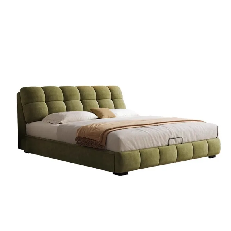 Modern simple bedroom small apartment double fabric bed