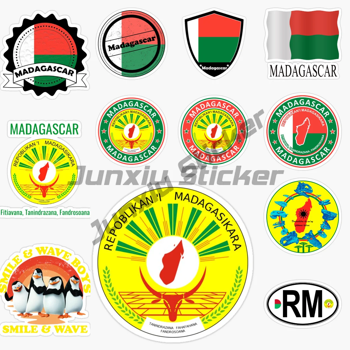 

Madagascar National Flag and Emblem Car Sticker, Vinyl Self-adhesive Waterproof and Sunscreen Decals