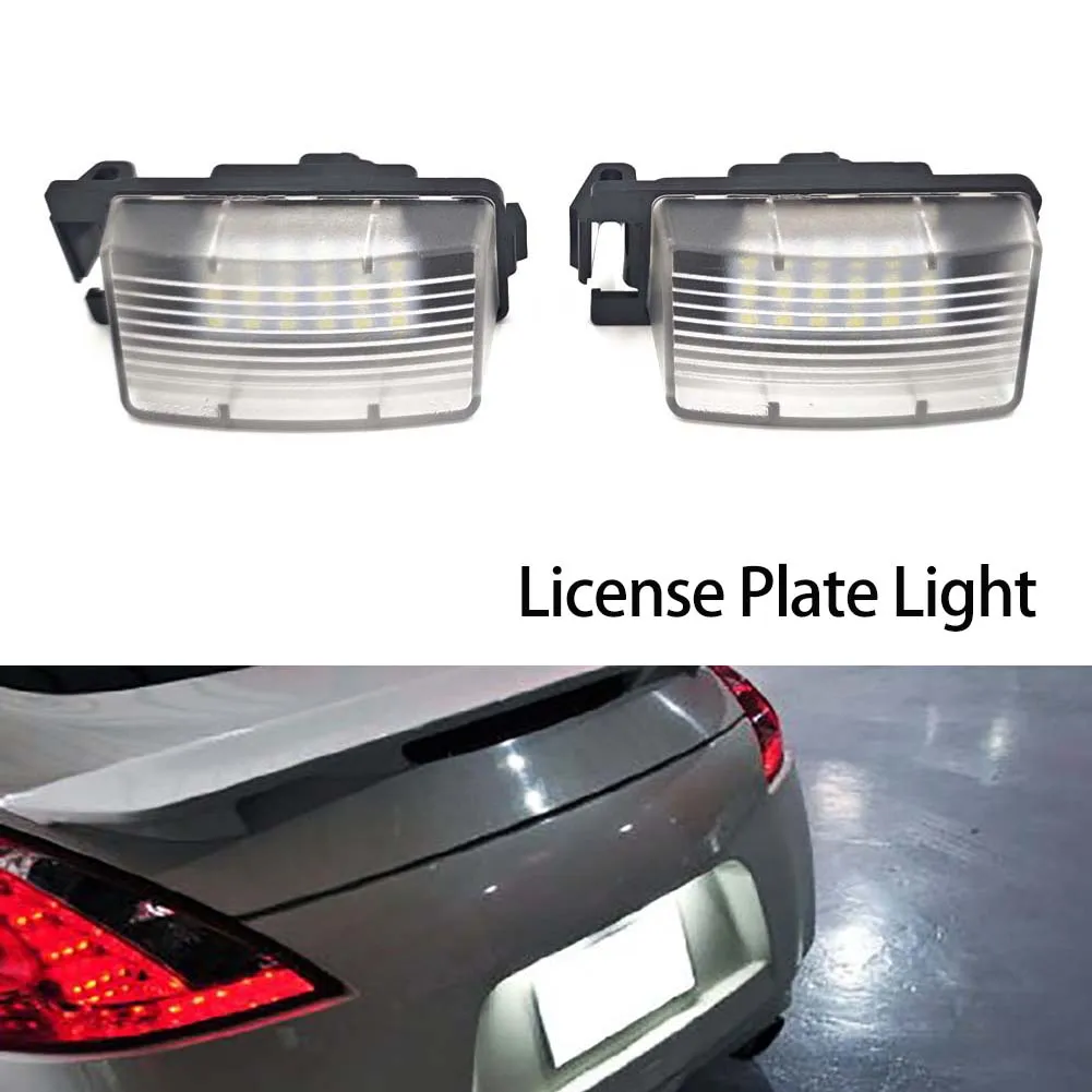 Car LED License Number Plate Lights Lamp Fits for Nissan Versa 4D 5D Livina GTR R35 Cube Z12 370Z Z34 Leaf For Infiniti G35 G37