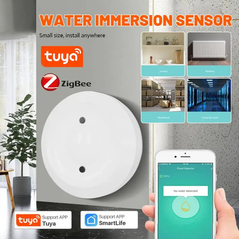 Tuya Water Leak Detector Scene Linkage Zigbee Flood Sensor Water Linkage Alarm Long Battery Life Leakage Sensor Smart Home