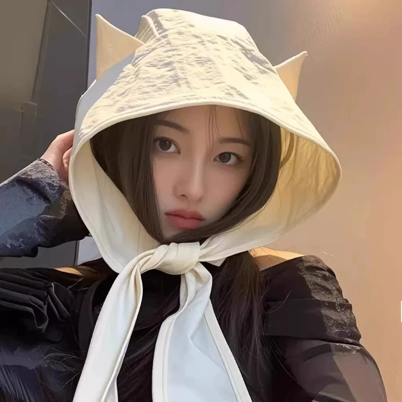 Adorable Little Demon Series Ladies' 2026 New Style Sun Hat with Headband Breathable Quick-Dry Tie-Back Sun Protection Cap