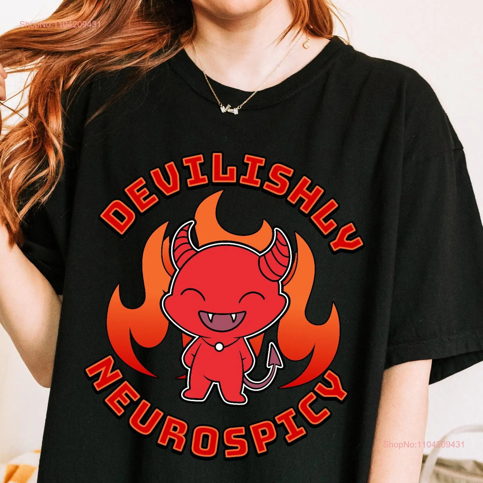 Cute Devil Neuro Spicy ADHD T Shirt for Womens Mental Health ADD Awareness s long or short sleeves