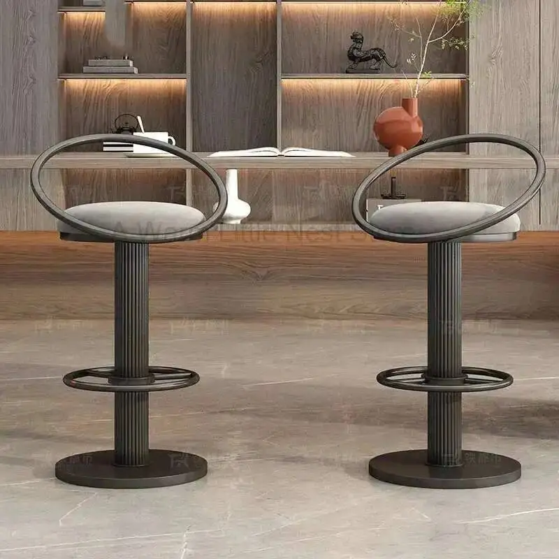 

Bar Cashier Bar Designer Style Chairs, Home Front Desk Light Luxury Rotary Round Lifting High Stool Furniture