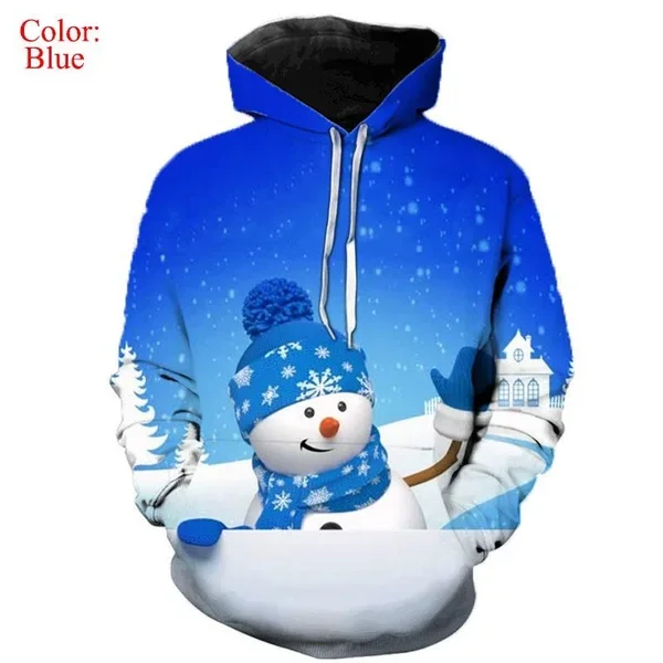 

2024 New Styles Christmas snowman 3D Digital Print Hoodie Sweater for Men Women Snowman Print Casual Hooded Unisex Oversize