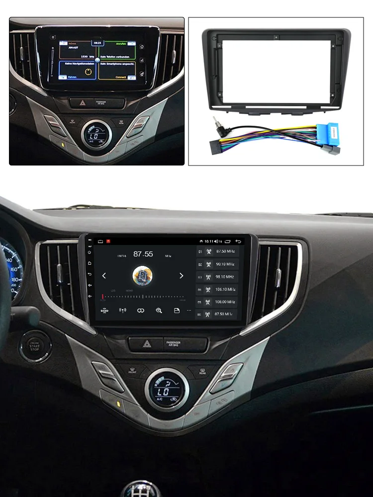 MEKEDE Centre mount panel kit car radio bezel frame cable for Suzuki Baleno 2015-2018 multimedia panel frame kit cable