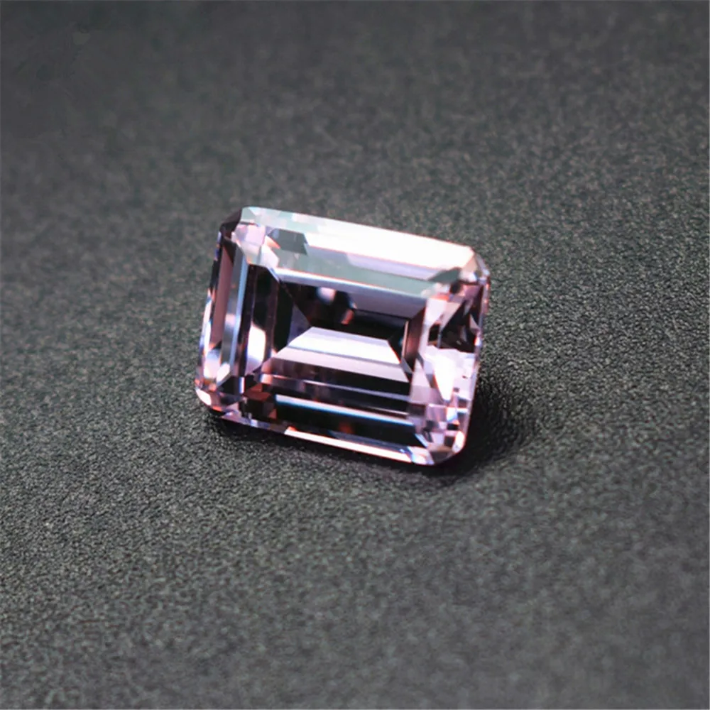 AAA Grade Light Pink Cubic Zirconia Rectangle Emerald Cut Loose Gemstone Multiple Sizes Available
