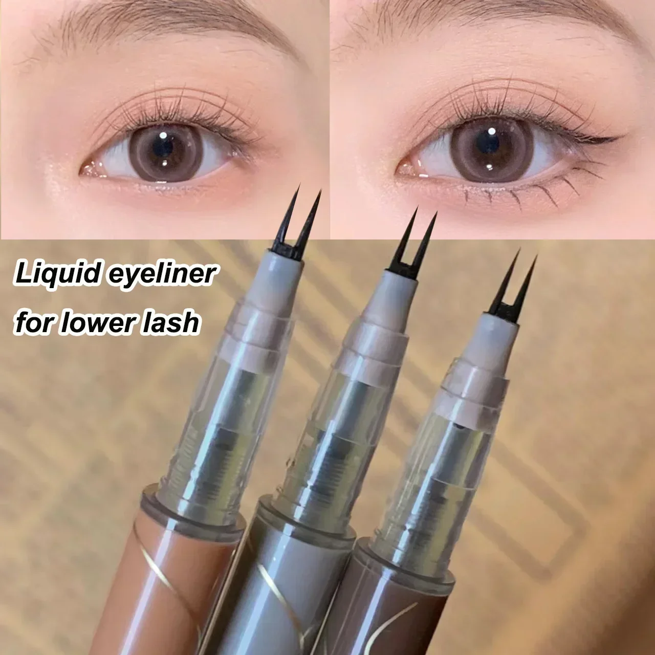 Two-pronged Lower Lash Eyeliner Pencil Slim Matte Tea Brown 2-fork Lying Silkworm Pen Profession Eyes Liner Outline Makeup Tools