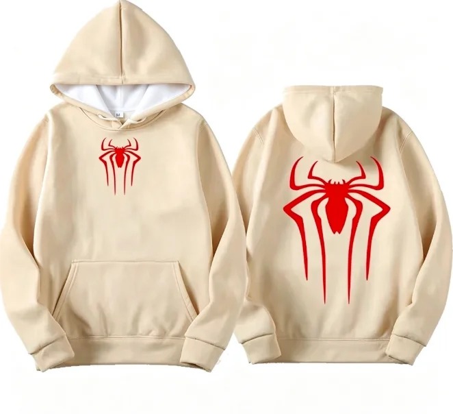 2026 Sweatshirt Fashion Spider Print Hoodie Adult Casual Sports Top Autumn and Winter Outdoor Harajuku Hooded Family Matching