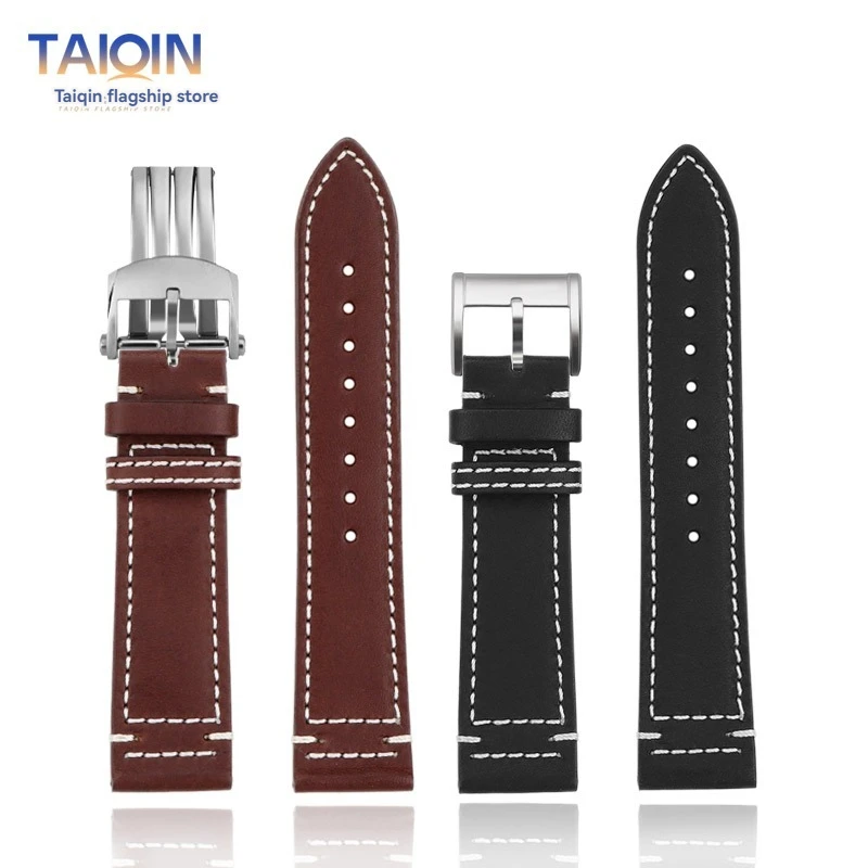22mm Italy Genuine leather skin watchband For Breitling Legendary Aviation CLASSIC AVI P-51 MUSTANG Watch strap Men's bracelet - view 6