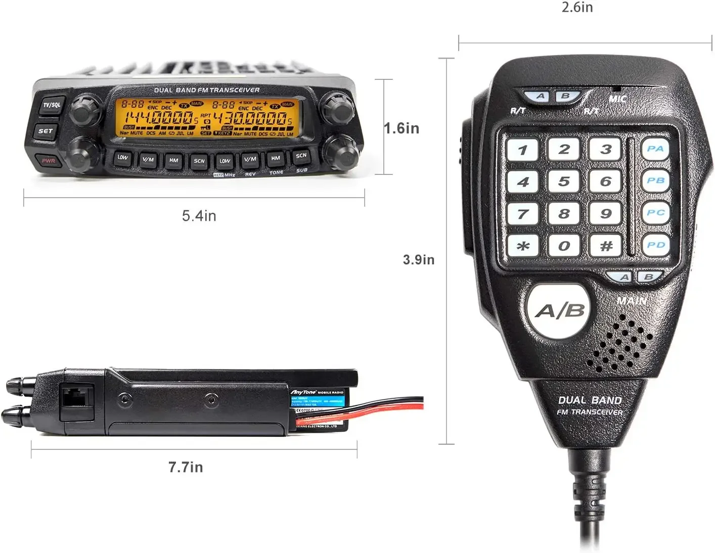 Dual Band Mobiele Zendontvanger Vhf/Uhf Zender Voertuig Radio AT-5888UV