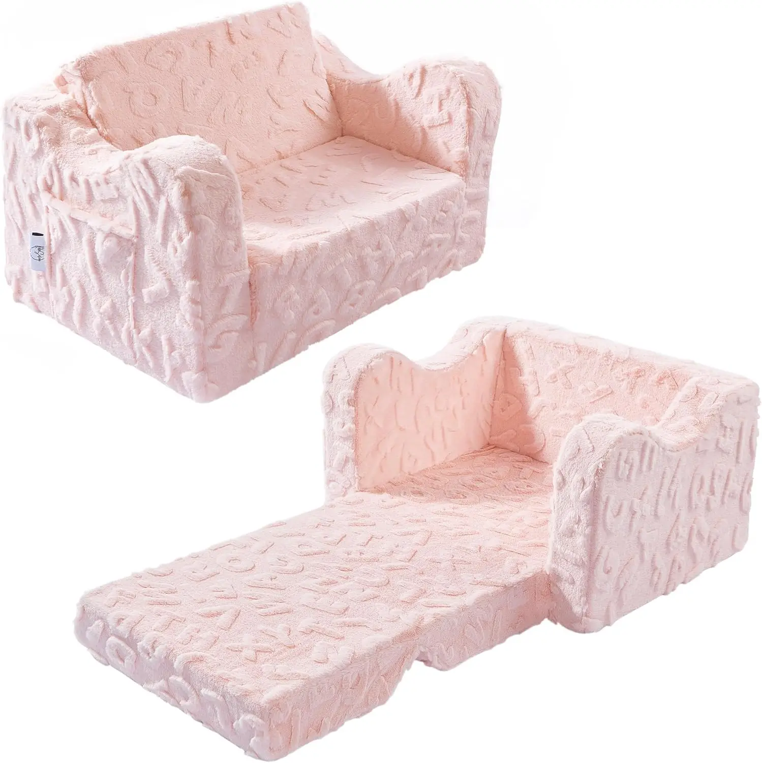 

Convertible Toddler Couch: 2-in-1 Chair to Lounger Bed, Soft Pink Kids Sofa for Boys and Girls