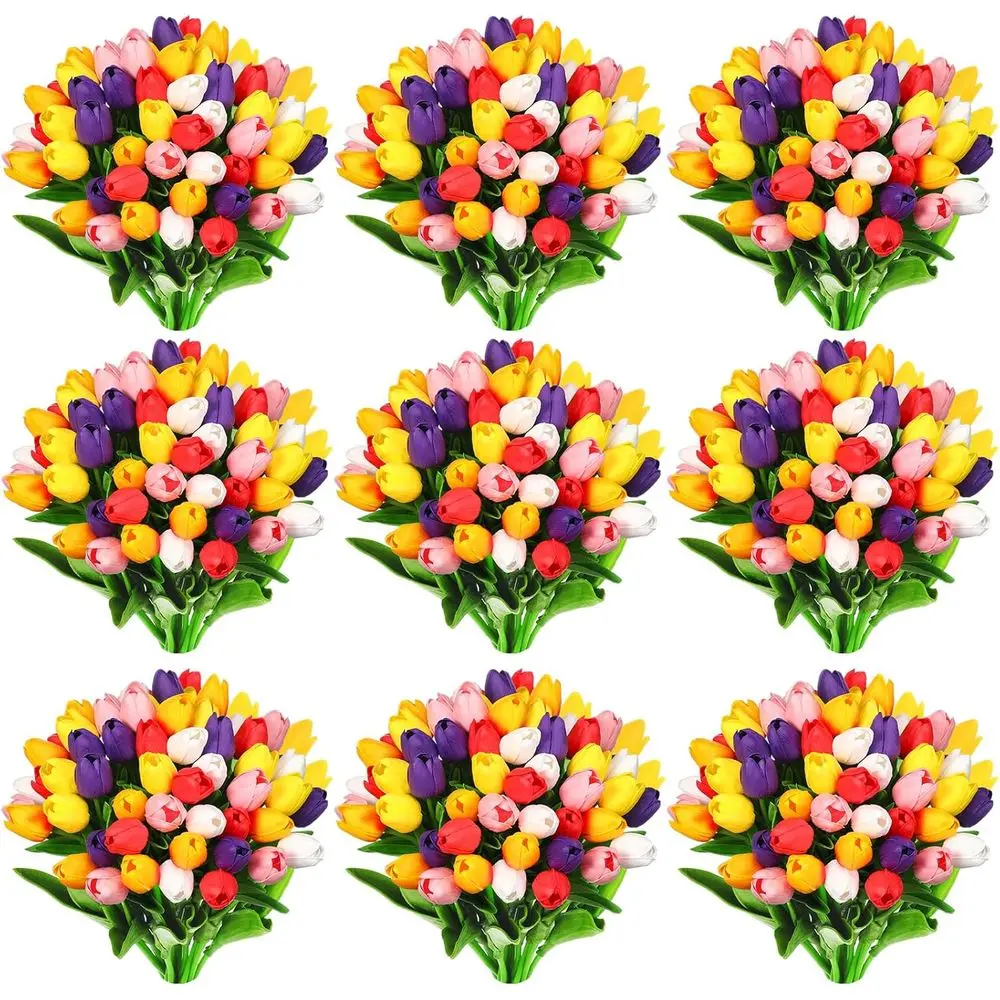 

Разноцветные искусственные тюльпаны для весенних венков и свадеб, 13,8 дюйма, с эффектом натуральных цветов