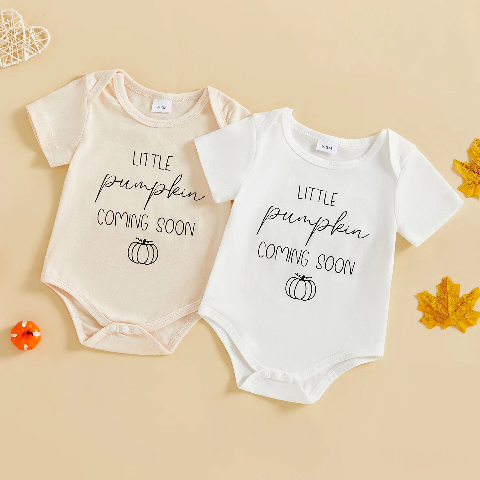 

SUNSIOM Baby Boys and Girls Romper Fashionable Thanksgiving Letter Print Short Sleeve Round Neck Jumpsuits