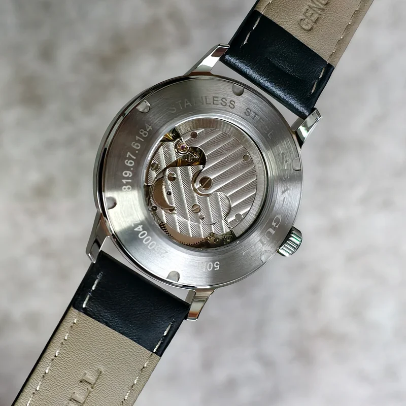 Seagull 6184 Men's Automatic Watch Blue Sapphire Glass 5ATM Waterproof Ultra-Thin Leather Strap Minimalist Casual Wristwatch image 3