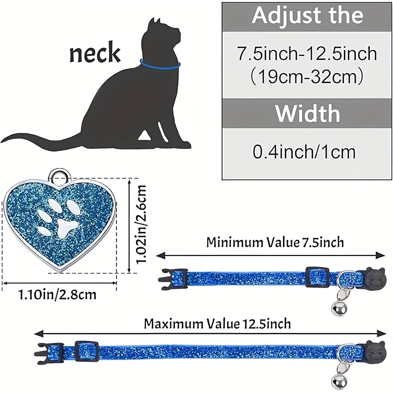 Customized Dog Cat Tags Engraved Pet Glitter Pendant Heart Shape Personalized Puppy Dog Cat ID Name Collar Tag Pendant Pet Gift