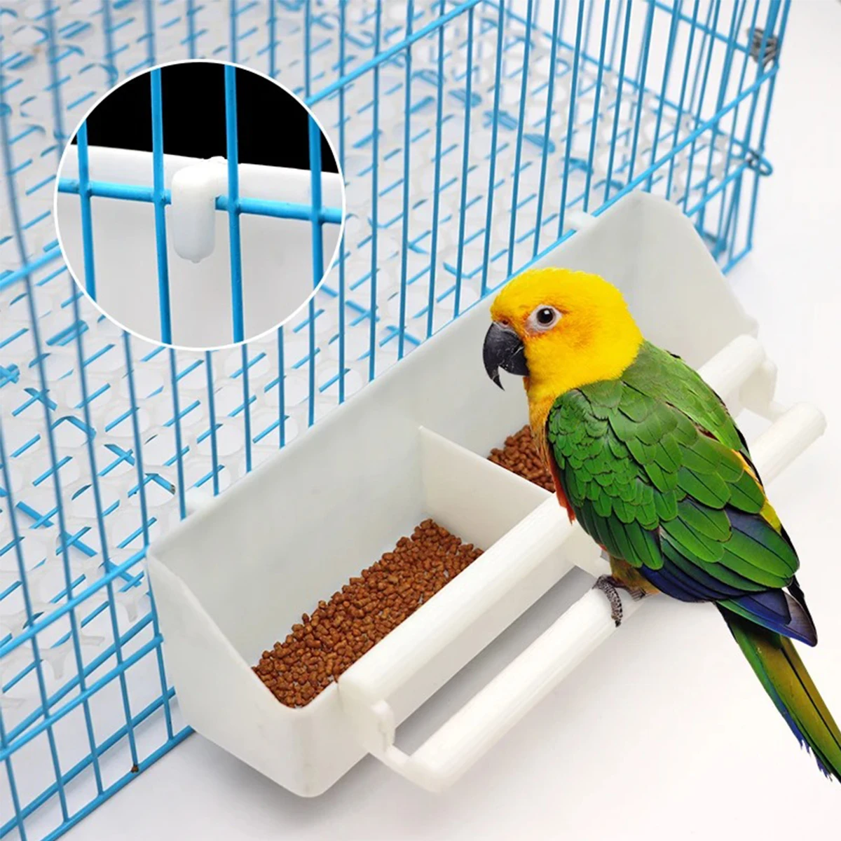 

Parakeet Lovebird Finches Small Animals Food Dish Plastic Parrot Water Drinker Feeding Bowl Bird Feeder Cage Cup