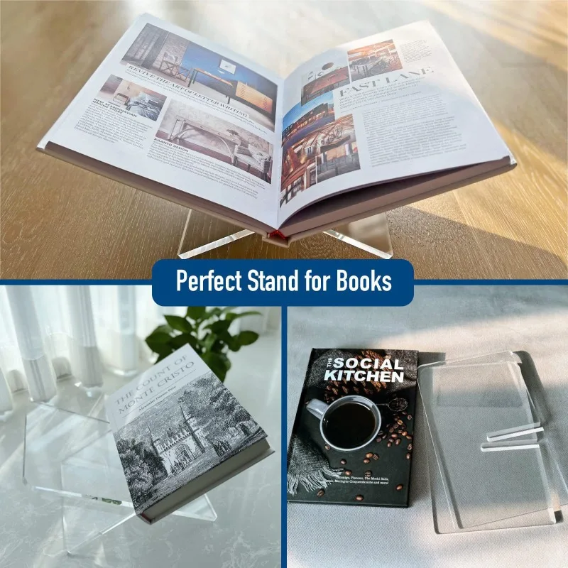 1pcs Acrylic Reading Book Stand Book Display Tray Desk Organizer Shelf Transparent Desktop Storage Display Rack for Home Office