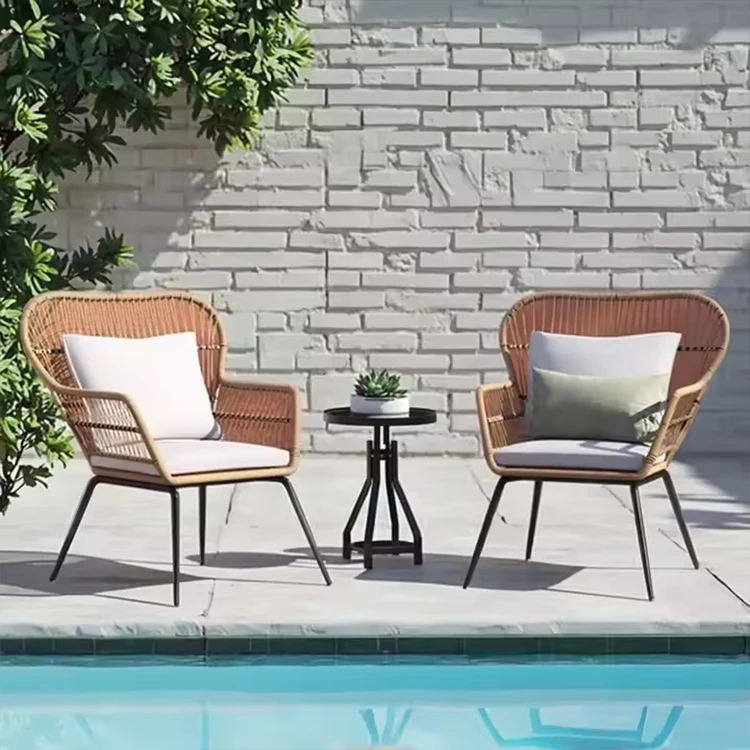 Rattan chair, balcony, outdoor furniture, table and chair set, sun protection courtyard sofa