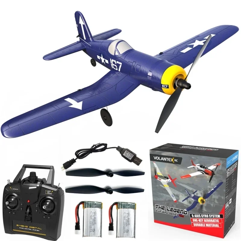 Volantex-avión teledirigido F4u Corsair para niños, de una tecla aerobático, 2,4g, 4 canales, espuma Epp, envergadura de 400mm, Avión de juguete