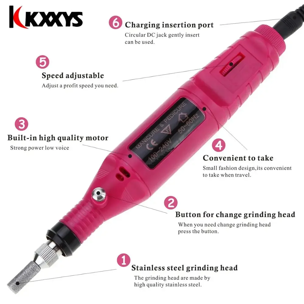 Nail Drill Kit, Electric Manicure Pedicure Tool for Nail Care, Shaping  Polish, Nail Art Equipment with Accessories