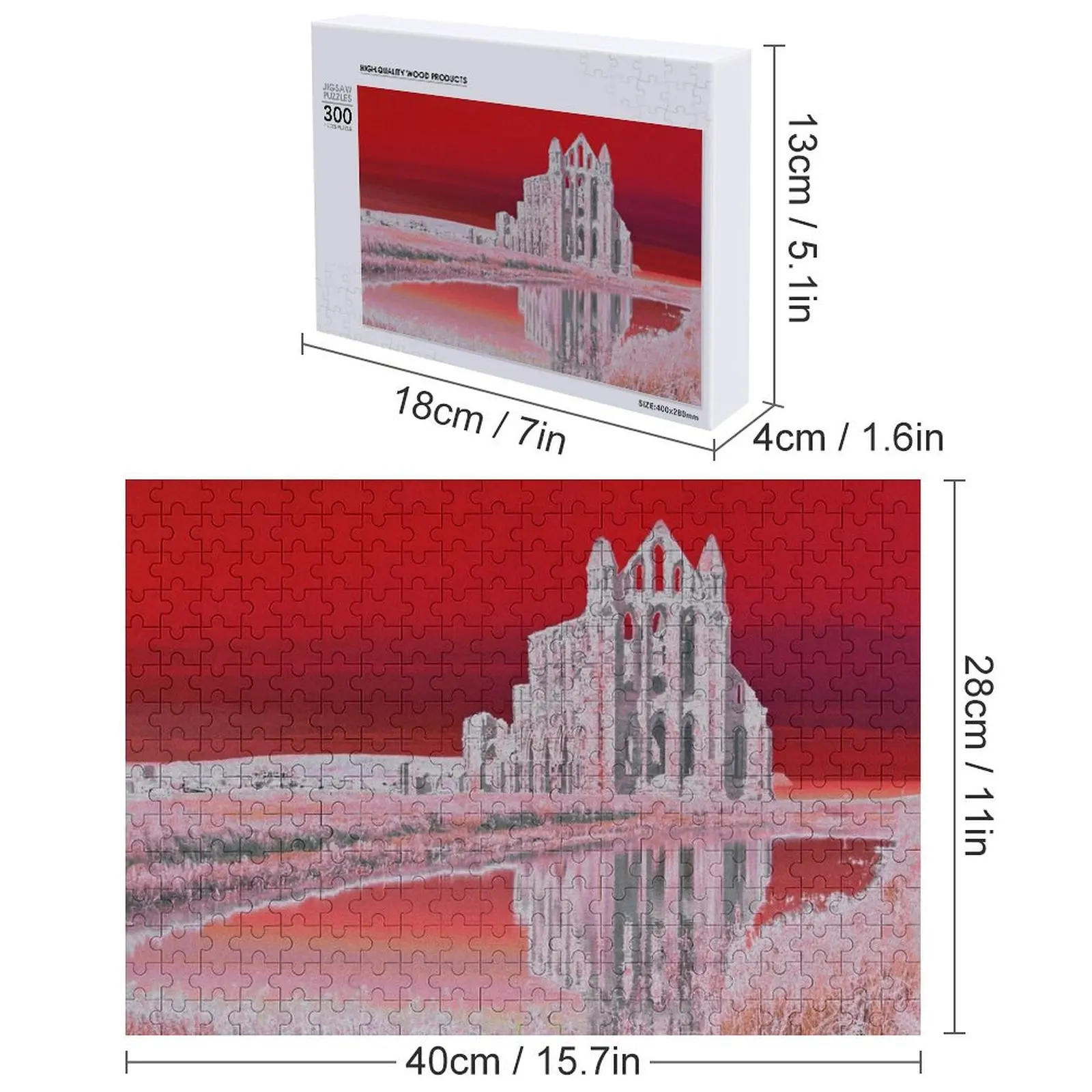 Whitby Abbey (rojo) rompecabezas juguetes de Navidad nombre personalizado juguete para niños rompecabezas personalizado para niños