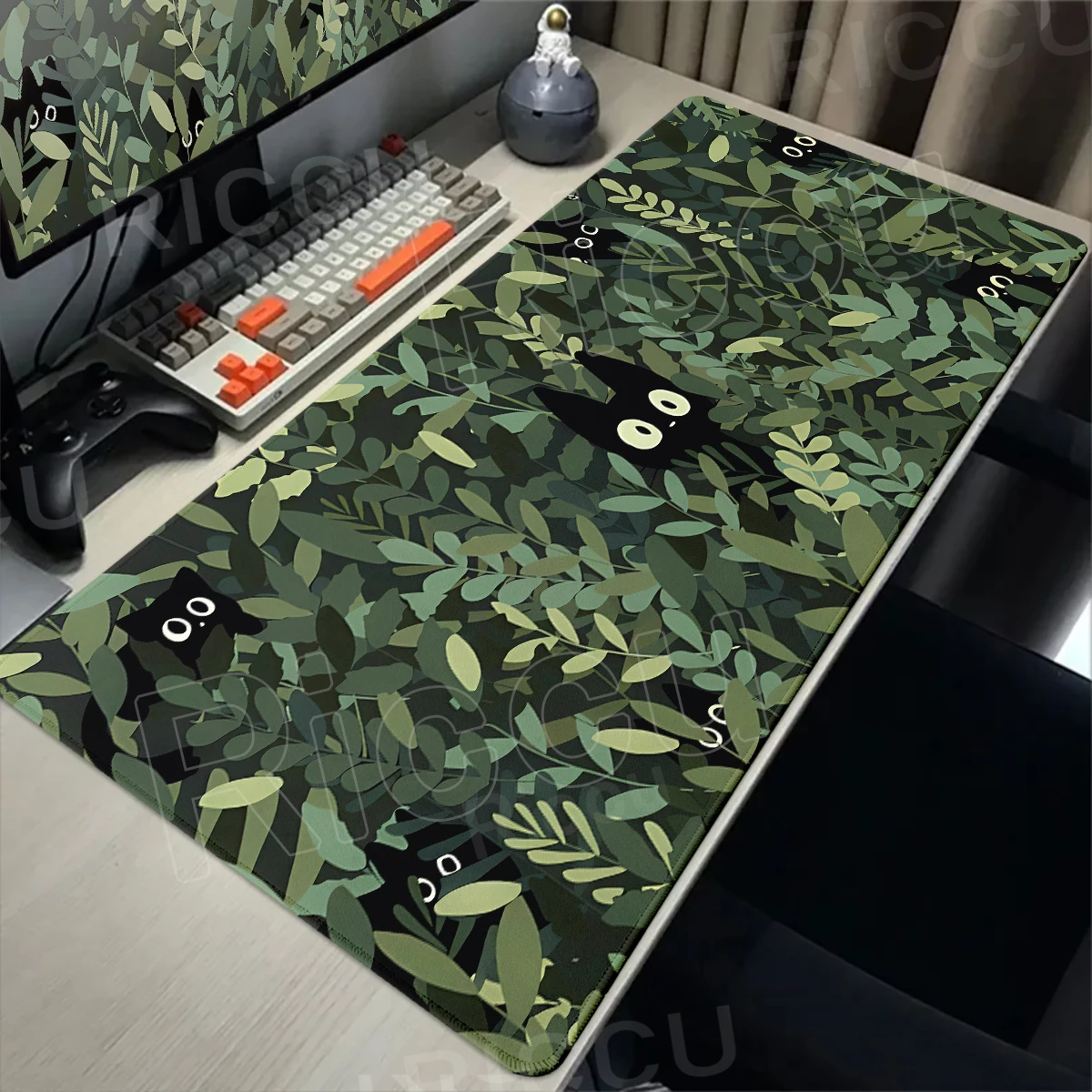 

Anime Green Plant Black Cat Large Mouse Pad XXL Gamer Mouse Mat Office Table Mat Kawaii Cats Deskpad PC Desk accessories Carpet