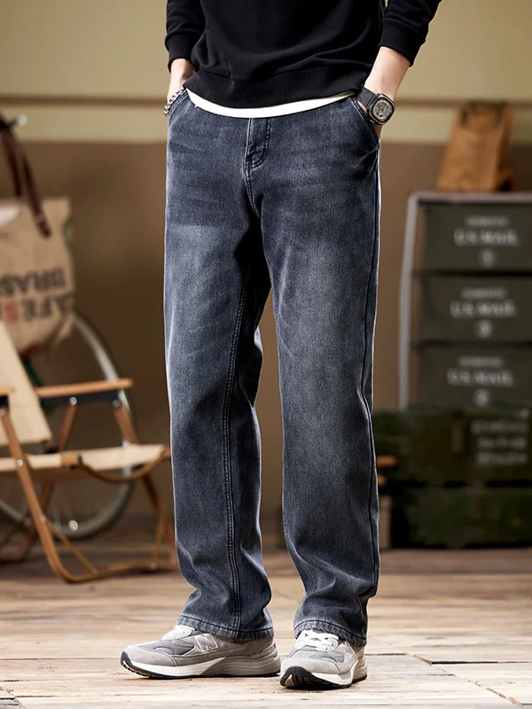 

Waed Denim Jeans Men's Casual Versatile Loose Fit Straight Leg Long Pants Spring Autumn Large Size Comfortable All-Match