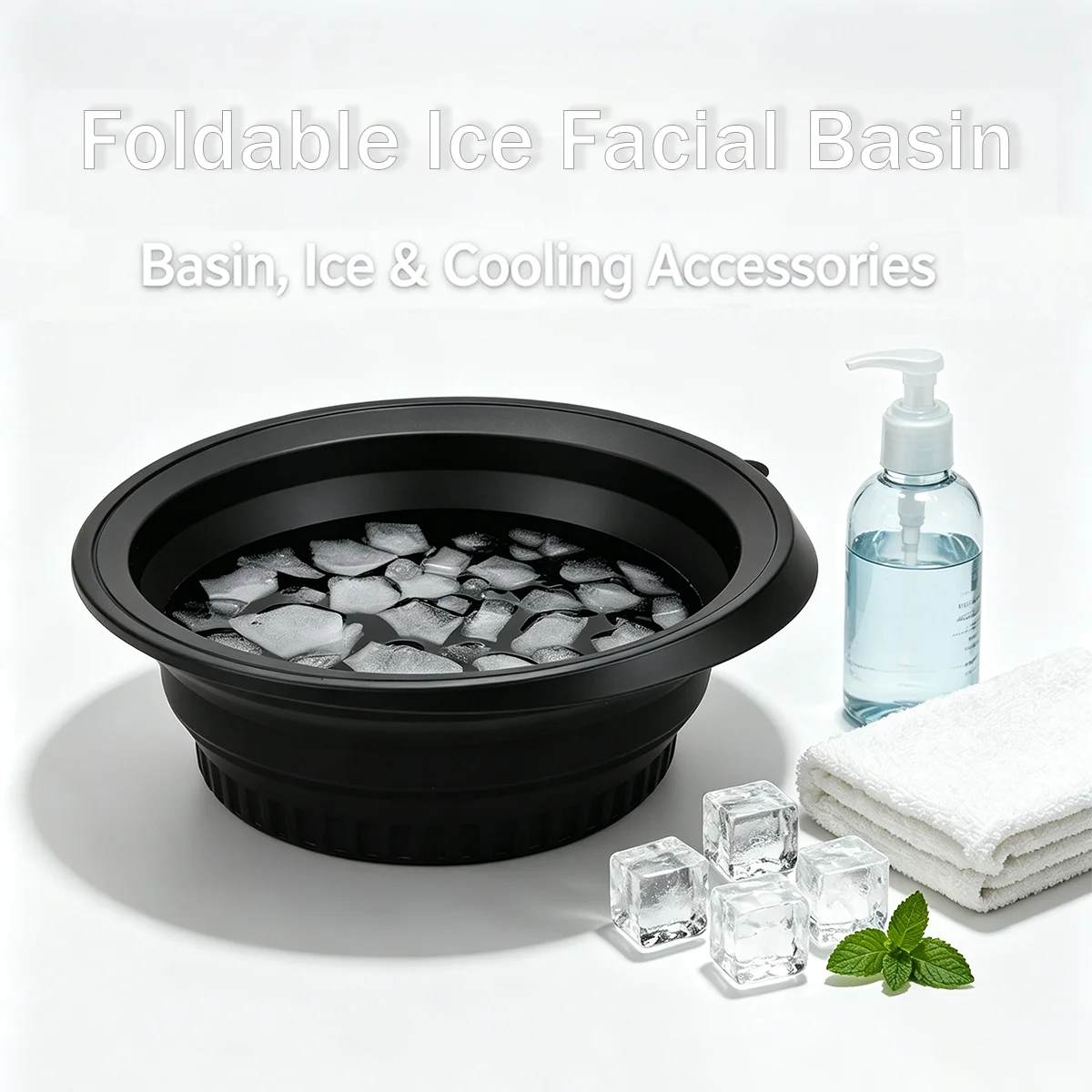 Silicone Foldable Facial Bowl A Foldable Ice Bath Bowl for Facial Care Immersive Skincare Tools, Cold Therapy and Facial Relief