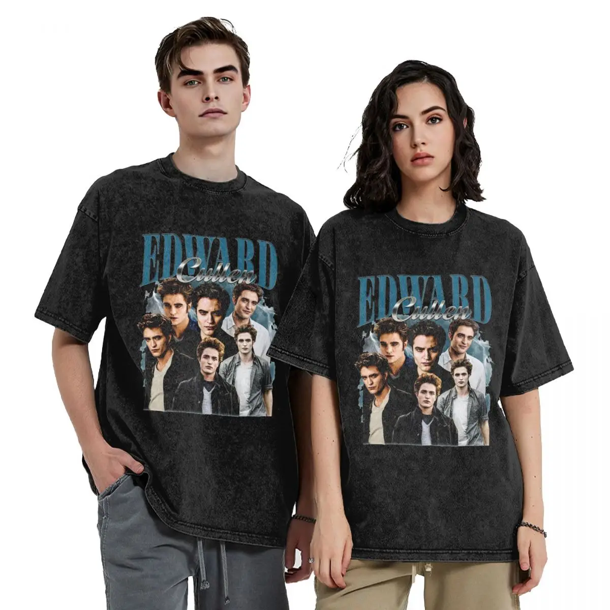 Washed T Shirts Vintage Edward Cullen Retro 90 Homage Twilight T-Shirts Oversize Robert Pattinson Cotton Printed Tees Men Women