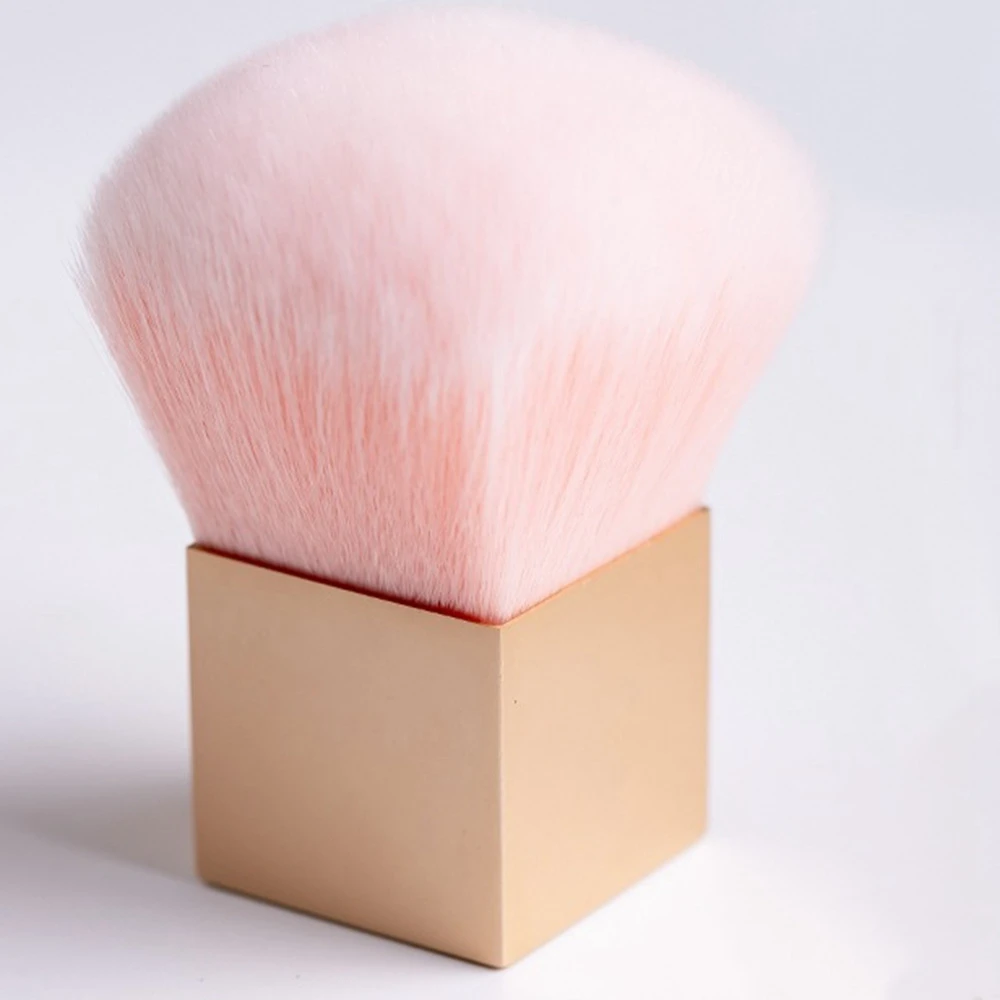AYMR-Mini brosse à ongles à tête en Nylon souple carré poignée en métal doré brosse à poussière pour Nail Art petit Angle propre outils de manucure des ongles