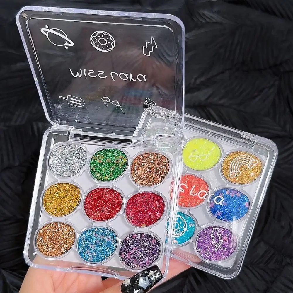 Perl glanz neun farbige Pailletten Lidschatten langlebige wasserdichte Lidschatten-Palette schweiß fest schimmernde Make-up-Palette Festival