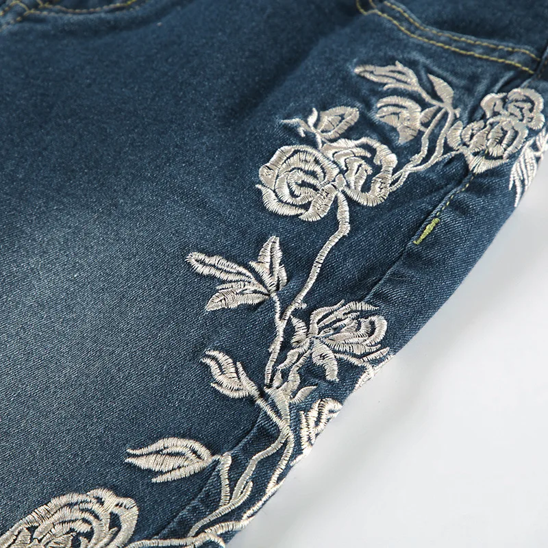 Retro Y2k Jeans Baggy Floral Embroidery Jeans Women Vintage 2000s Low Rise Flared Denim Pants High Street Basic Trousers - Image 5