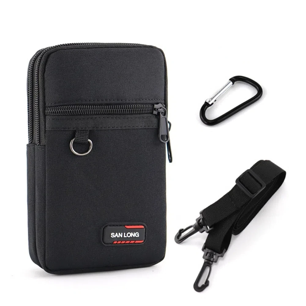 

Fashion Waterproof Waist Bag Purse Oxford Double Layer Men Phone Pouch Solid Color Camping Hunting Bag Outdoor
