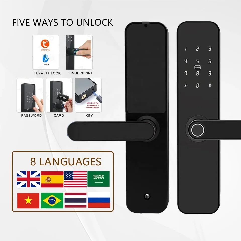 

Wholesale Price Smart Lock WIFI APP Control Fingerprint Keyless Unlocking Tuya Smart Door Locks For Wooden Door