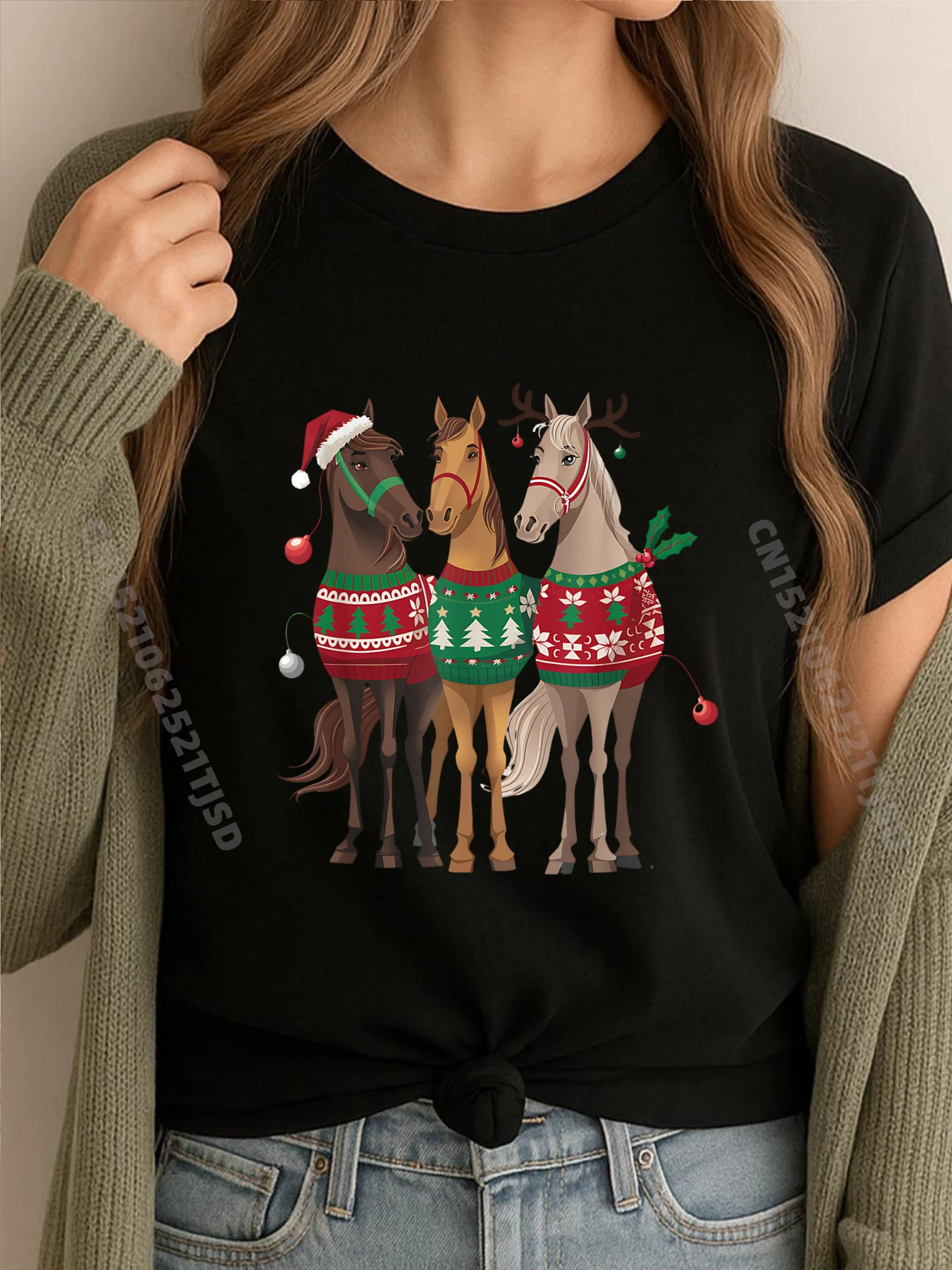 

Лошадь, Рождество, Рождество, верховая езда на спине, ферма для девочек, мужская дизайнерская футболка большого размера, мужские Camisetas Hombre