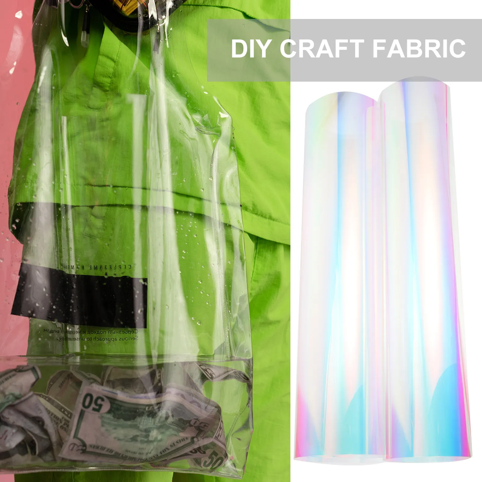 1Sheet PVC Iridescent Film Fabric Bright Colored DIY Fabric Material for Handbags Phone Covers Sewing Patchwork Crafts