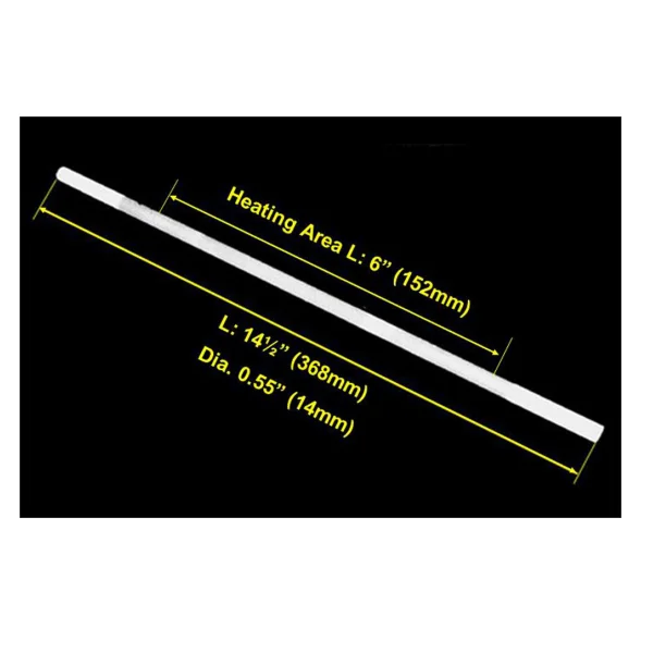 1650C Grade SiC Heating Element( 6" Heating Zone X 410mm L ) - EQ-1600sp-HEL-6-410-LD