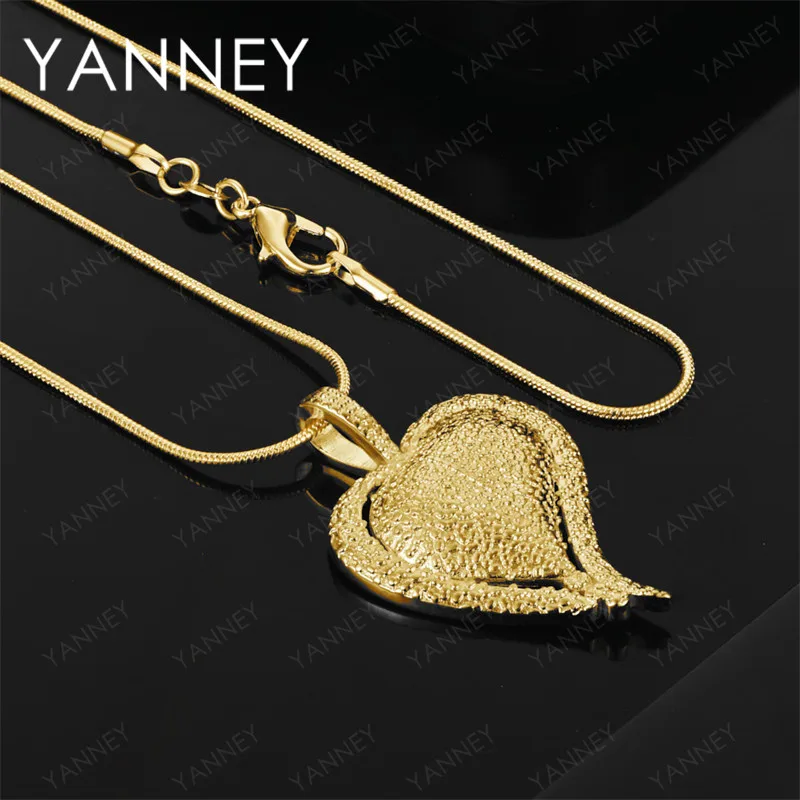 

925 Sterling Silver 18k Gold 16-30 Inch Exquisite Heart Pendant Necklace Fashion Women Jewelry Accessories Wedding Party
