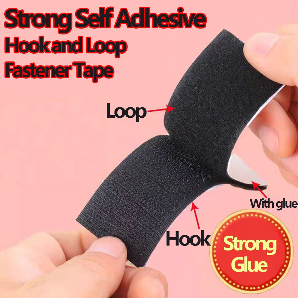 1/3/5M Double-sided Strong Self-adhesive Fastener Tape Hook and Loop Magic Nylon Sticker Tape Adhesive with Glue Strap for DIY20