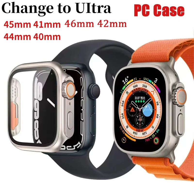 for Apple Watch 11 10 9 8 7 46mm 42mm 45mm 41mm PC Case Upgrade to Watch Ultra 49mm Screen Protector Shell iWatch6 5 SE3 44/40mm