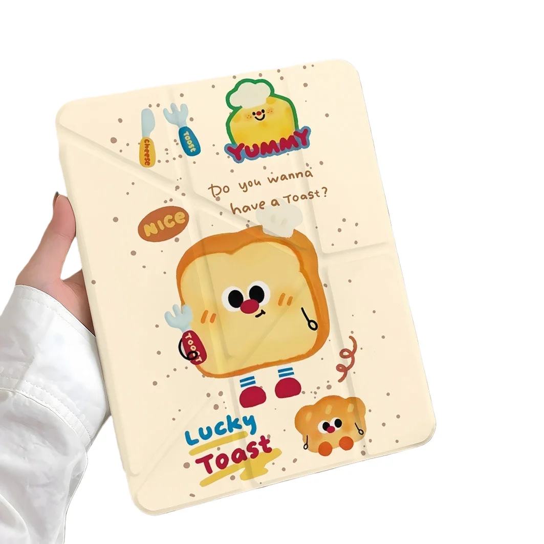 

Bread Cheese Pen Slot Tablet Case For Mini7 6 iPad Pro 2024 2022 2021 2020 2019 2018 2017 11 10 9 8 7 6 5 Air7 6 5 4 3 2 1 Cover