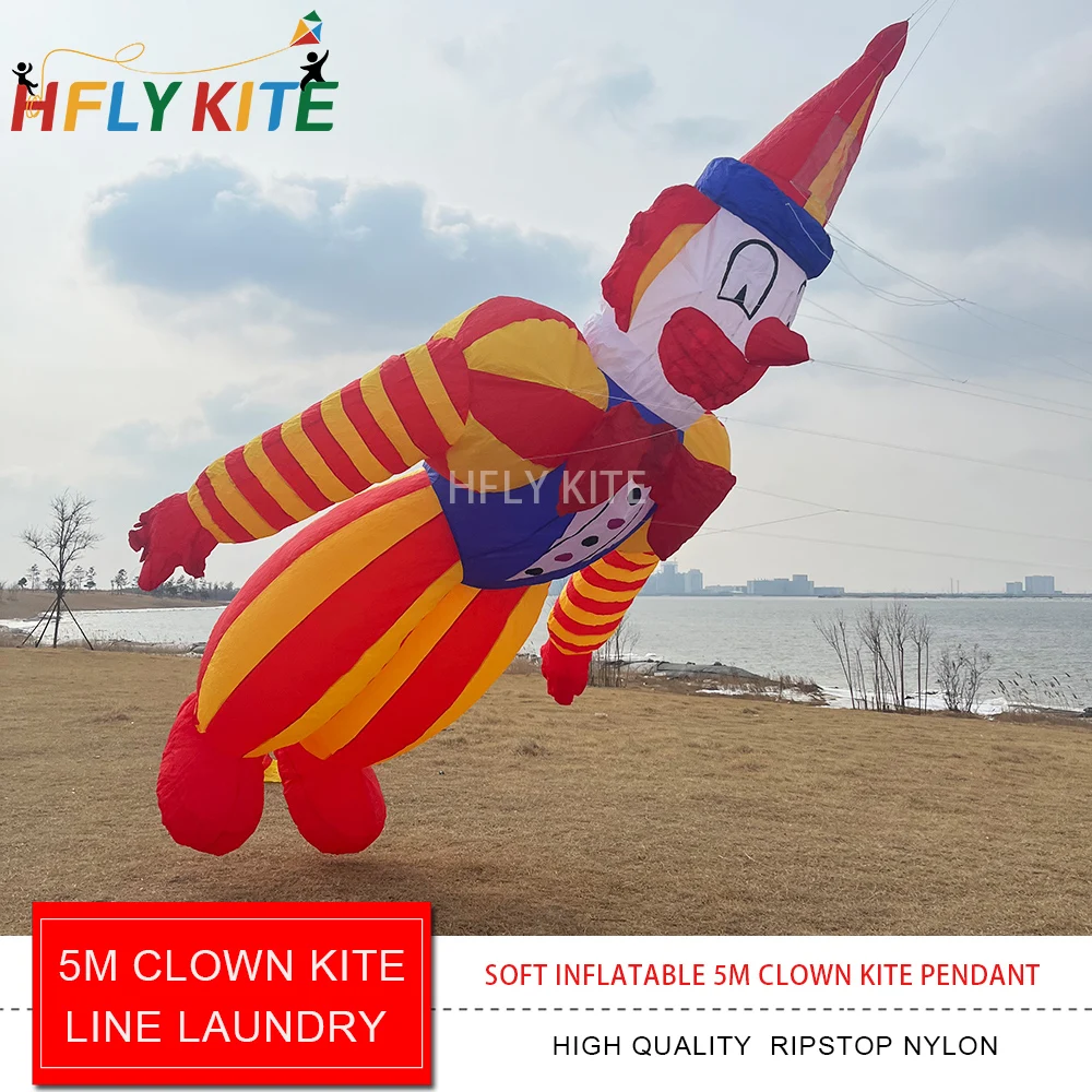HFLY New Arrival Large 5m Clown Kite Line Laundry for Adults High Quality 40D Nylon Cartoon Show Kites Pendant