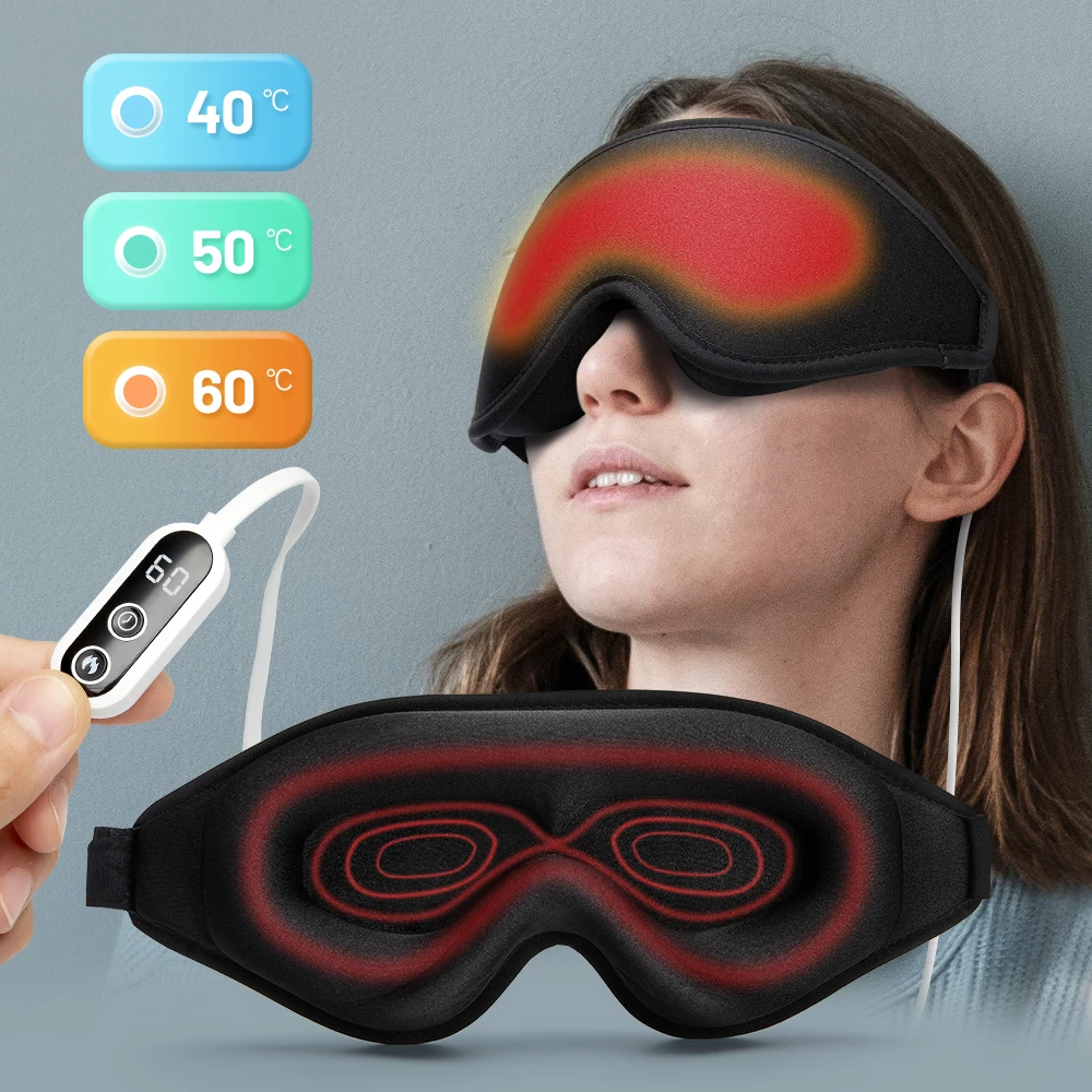 3D Heating Steam Eyeshade Sleeping Eye Mask Far Infrared Hot Compress Eyeshade Temperature Control Eyecover Relief Sleep