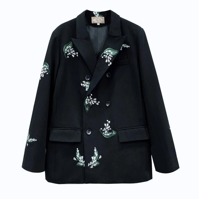 2023 Fashion Blazer Coats Women's Clothing Spring Autumn Embroidered Suit Jackets Loose Casual Blazers Tops d1842